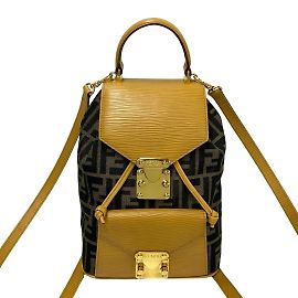 Fendi Zucca FF-Muster Rucksack Braun Schwarz Beige