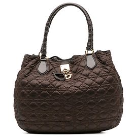 Dior Braune Nylon Cannage Lovely Shopper Tote Braun Dunkelbraun