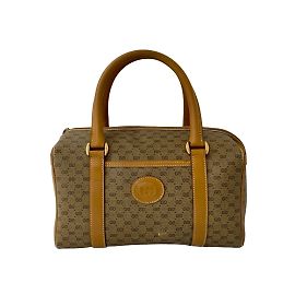 Gucci Old Micro GG Logo Leather Handbag Brown