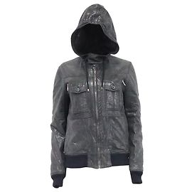 Giacca bomber con cappuccio e zip Dior in pelle nera Nero