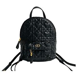 Mochila de cuero Cannage en forma de corazón Christian Dior Negro