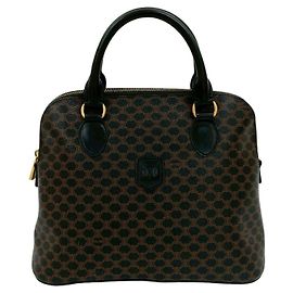 Céline Bolsa de couro Blason Triomphe Macadam da CELINE Marrom Preto