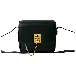 Céline Bolsa de ombro em couro de bezerro preto Celine Preto