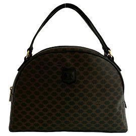 Céline Celine Macadam Blason Triomphe Leather Handbag Brown Black