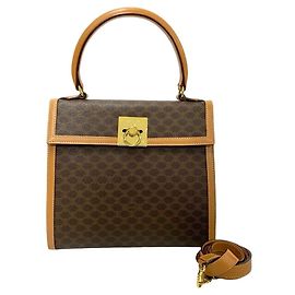 Céline Bolsa de mão Celine Macadam Blason Triomphe Marrom Bege