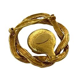 Broche de perla falsa chapada en oro con motivo Coco Mark de Chanel Blanco Dorado