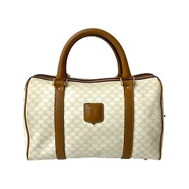 Céline Celine Macadam Blason Triomphe Lederhandtasche Braun Weiß