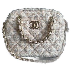 Chanel Chain Wallet Pink Tweed with Sequins Pink