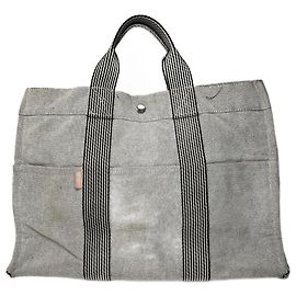 Bolso tote vintage de Hermès en algodón blanco Blanco