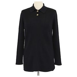 Schwarzer Strick-Polo-Pullover von Salvatore Ferragamo Schwarz
