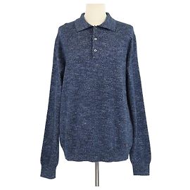 Gucci Navyblauer Strick-Polo-Pullover mit langen Ärmeln Marineblau