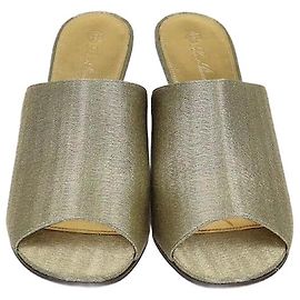 Loro Piana Metallic Olive Green Wedge Mules Other