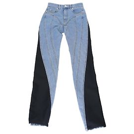 Thierry Mugler Mugler Blue/Black Denim Stretch Slim Jeans Black Blue