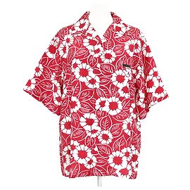 Prada Kurzarmhemd mit roten/weißen Blumenmuster Weiß Rot