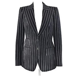 Tom Ford Black Pinstripe Single Breasted Blazer Black