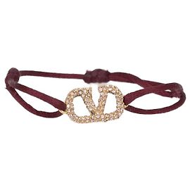 Pulsera de cordón con cristales VLogo burdeos de Valentino Castaño