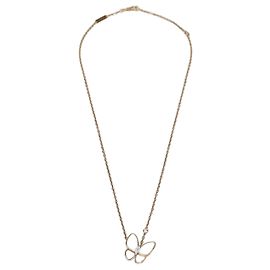 Collier Van Cleef & Arpels Deux Papillons en Mère de Perle et Diamants en Or Rose 18k Blanc Doré