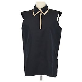 Top negro sin mangas con botón de medio clip Yves Saint Laurent Negro