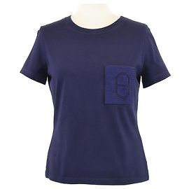 Hermès Camiseta de bolsillo bordada Chain de Ancre azul marino Hermes Azul marino
