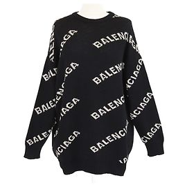 Balenciaga Pullover aus Strick mit Logo in Schwarz/Creme Schwarz Roh