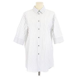 Camisa de botones de manga tres cuartos a rayas blanca/negra de Dolce & Gabbana Negro Blanco