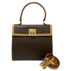 Céline Bolsa de mão Celine Macadam Blason Triomphe Marrom