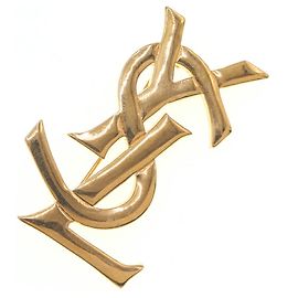 Yves Saint Laurent Gold Metal Pin Brooch Golden