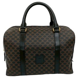 Céline Bolsa de couro Blason Triomphe Macadam da CELINE Marrom Preto