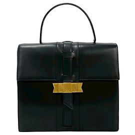 Céline Celine Black Leather Handbag Tote Black