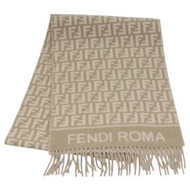 FENDI Zucca Canvas Schal Wolle Beige Auth am8770 Beige