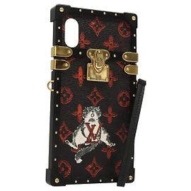 CUSTODIA PER iPHONE XS LOUIS VUITTON Cat Eye Trunk Trasformata Nera M63891 Auth ar13719 Nero
