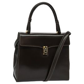 Bolsa LOEWE de couro 2 em 1 marrom dourado Auth 134177 Marrom Dourado