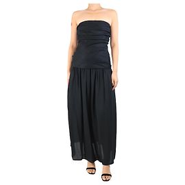 Faithfull the Brand Schwarzes leinen Midi-Kleid ohne Träger - Größe S Schwarz
