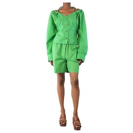 Nanushka Conjunto de camisa verde com decote halter e shorts mini - tamanho S/L Verde