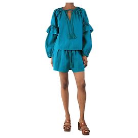 Ulla Johnson Teal blouse & shorts set - size UK 6 Green