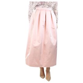 Rochas Falda midi de seda plisada rosa - talla UK 12 Rosa
