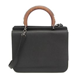 Bolsa de aba com alça de madeira Max Mara Preto