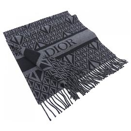 Christian Dior Cashmere and Wool Stole Brown Black