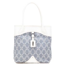 Céline Celine Blue Macadam Denim Tote White Blue Other
