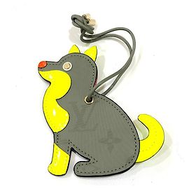 Charm para perro Porte Address Monogram de titanio Louis Vuitton Castaño