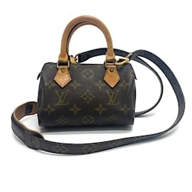 Louis Vuitton-Bolsa de mão Mini Speedy Pouch Monograma Louis Vuitton-Marrom