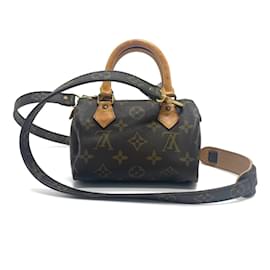 Louis Vuitton-Bolsa de mão Mini Speedy Pouch Monograma Louis Vuitton-Marrom