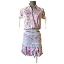 Tailleur jupe Dior Cherry Blossom rose en viscose Rose