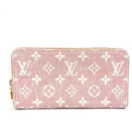 Louis Vuitton Monogram Denim Zippy Wallet Pink