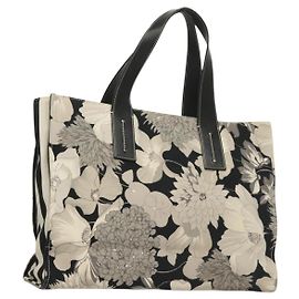 BURBERRY Tote Bag Canvas Black Silver Auth 135811 Black Silvery