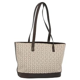 Céline CELINE C Macadam Canvas Tote Bag Gold Weiß Auth ep9987 Weiß Golden