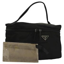 Pochette Vanity PRADA Nylon Nero Argento Auth sw1276 Nero Argento