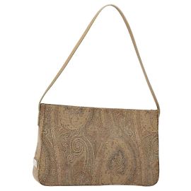 ETRO Paisley Shoulder Bag Canvas Beige Auth am8806 Beige