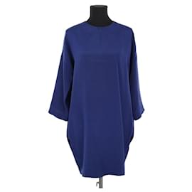 Céline Abito in seta blu Blu