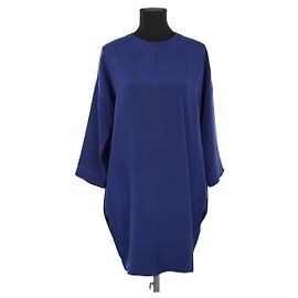Céline Vestido de seda azul Azul